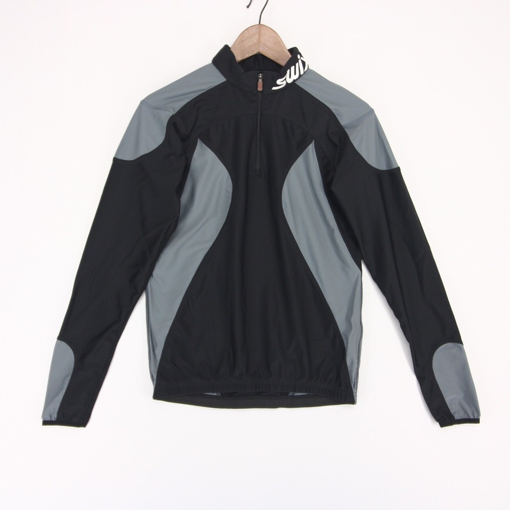 Swix Pullover Mens L Black Quarter Zip Cross Country Skiing Colorblock Top